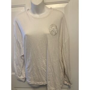 Victoria's Secret‎ Pink Size Large L T-Shirt White Rhinestone Embroidered Bling